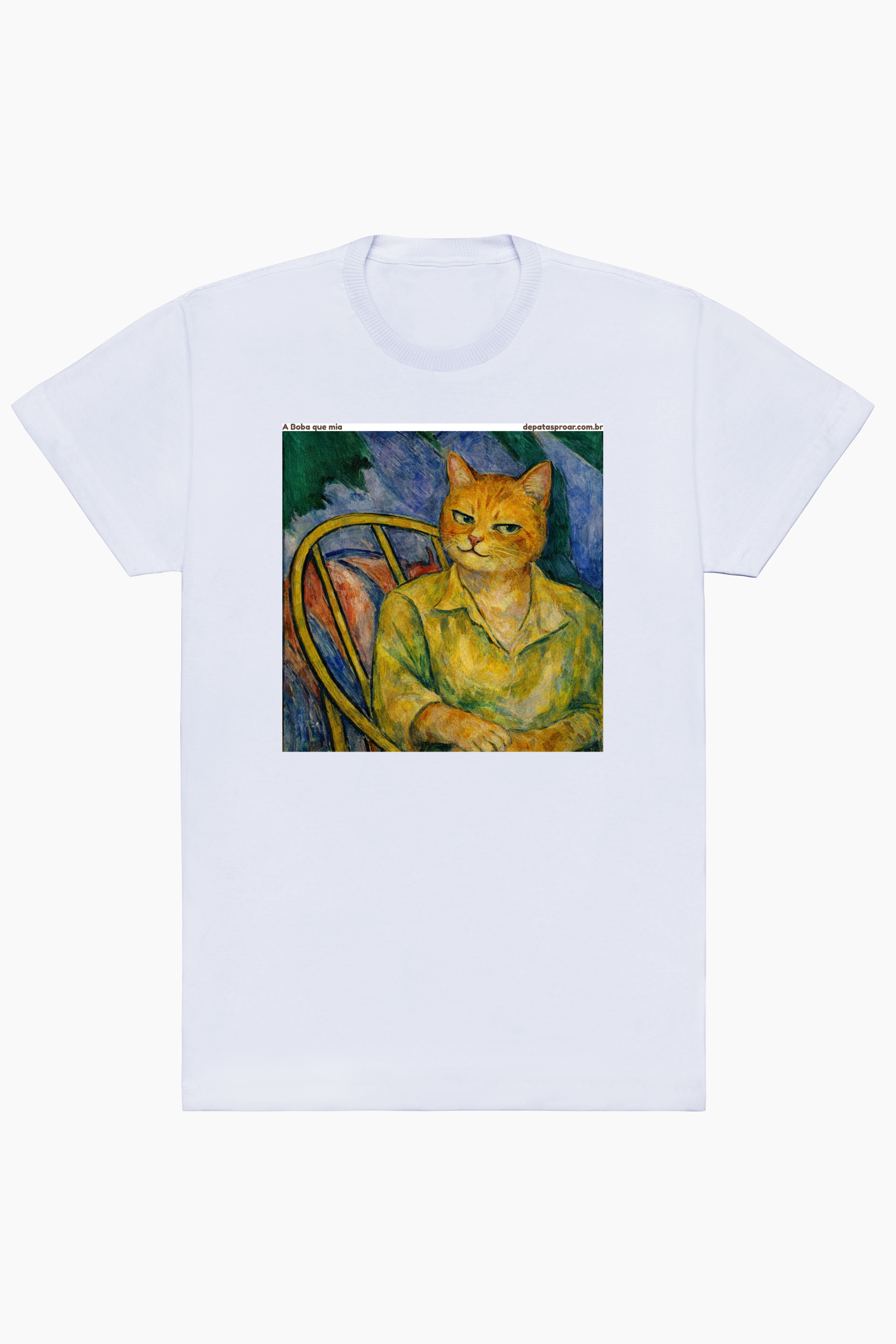 Camiseta Boba que Mia Gato Central, arte felina brasileira