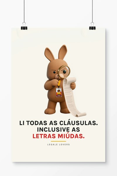 Pôster Li todas as cláusulas. Inclusive as letras miúdas.