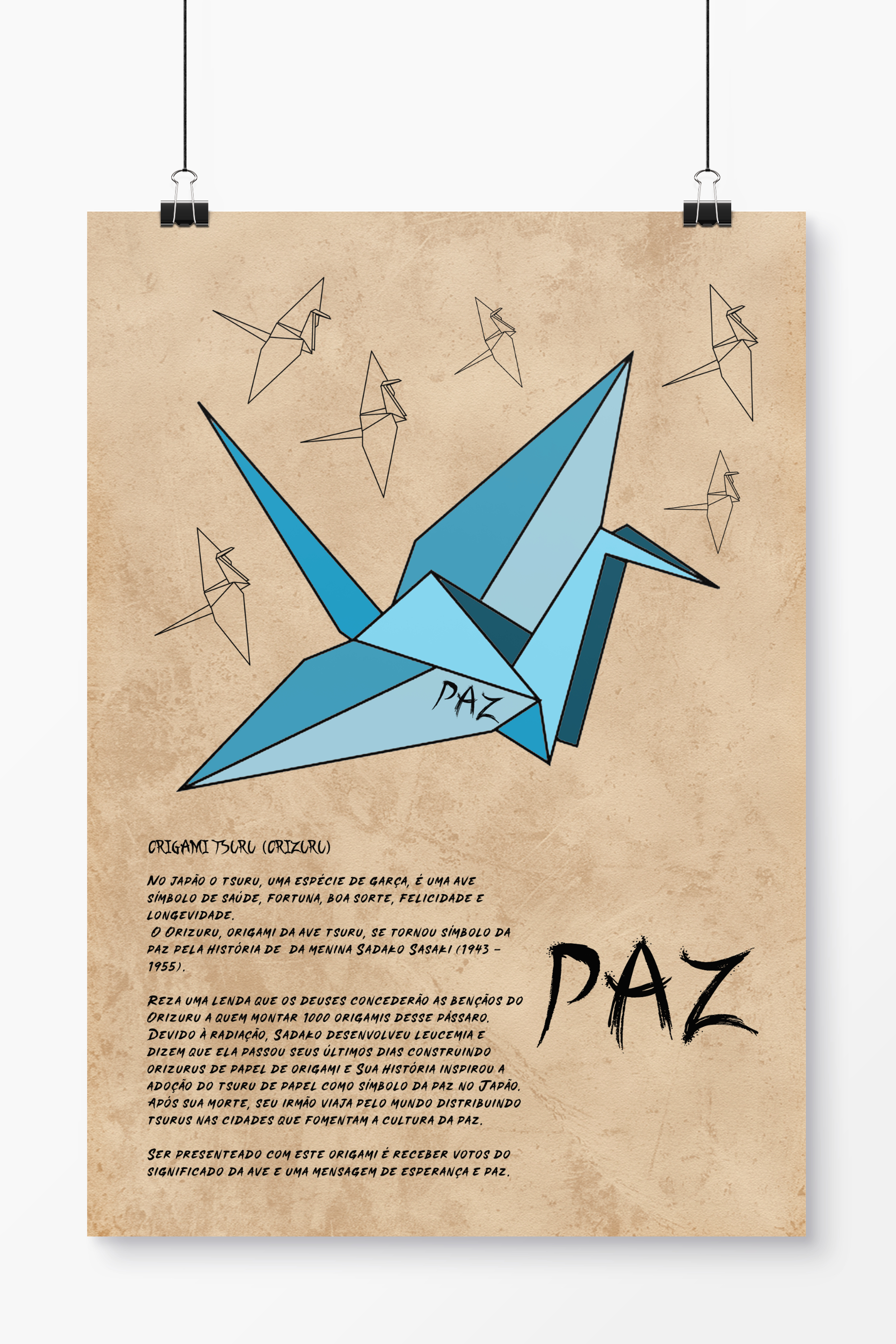 Poster PAZ- Origami Tsuru (Orizuru) - Mutatio